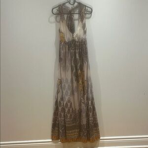 MNG Suit Elegant Boho Earthy Tones Patterned Halter Maxi Dress